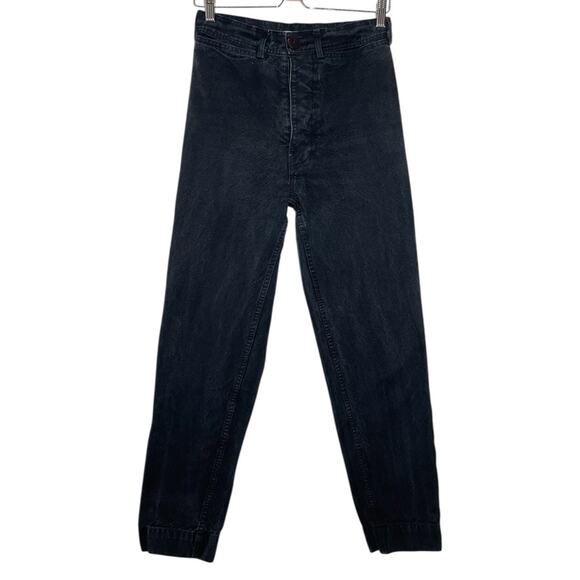 Jesse Kamm Pants - Jesse Kamm Washed Black Cotton Canvas Ranger Pants missing button - 6